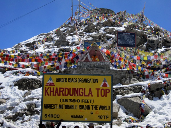 Prayer flags fluttering in the wind in Ladakh