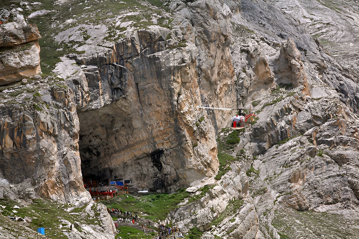 The sacred Amarnath Cave, home of the ice Shivling