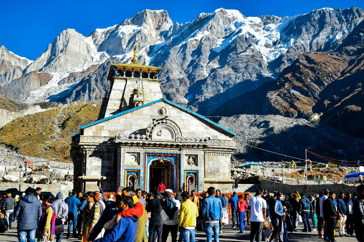 Sacred Kedarnath Temple nestled in the Himalayan mountains