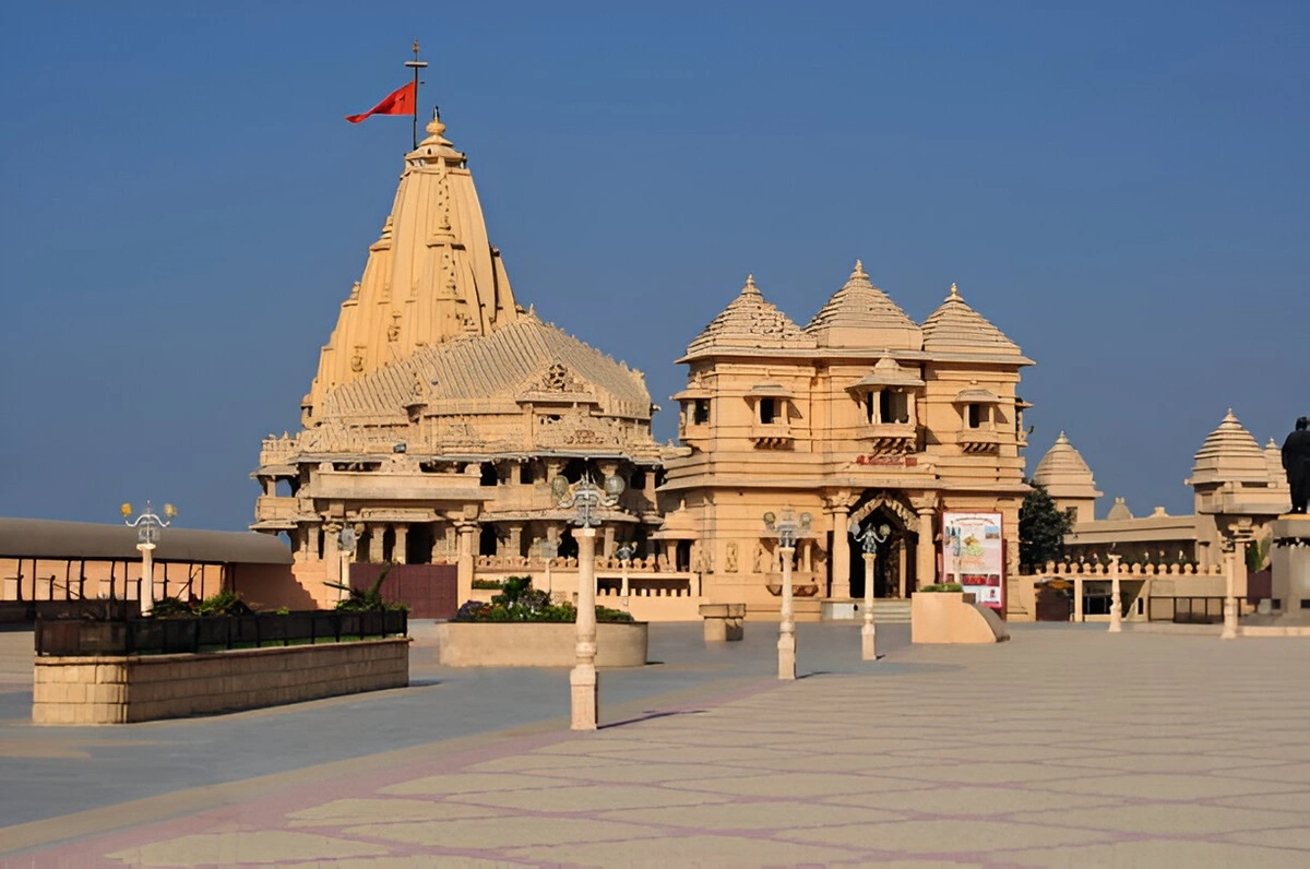 The sacred Somnath Temple on the coast of the Arabian Sea