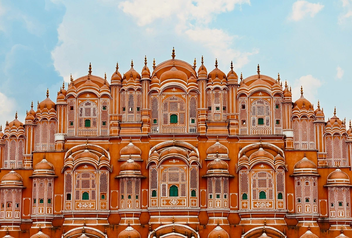 The iconic Hawa Mahal in Jaipur, also known as the Palace of Winds
