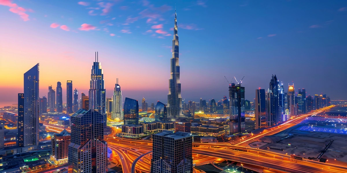 Modern Dubai skyline with Burj Khalifa