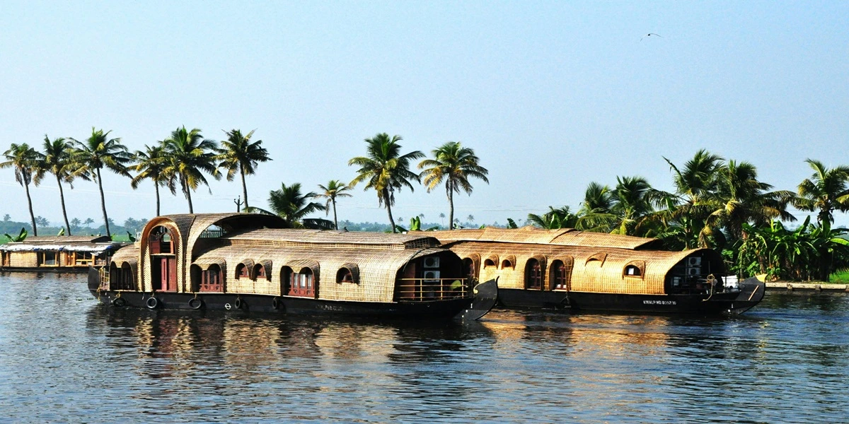 Traditional houseboat on Kerala backwaters
