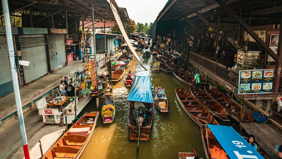 A floating market in Bangkok, Thailand