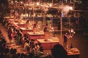 The mesmerizing Ganga Aarti on the ghats of Varanasi