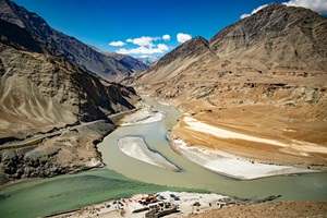 Confluence of the Zanskar and Indus rivers