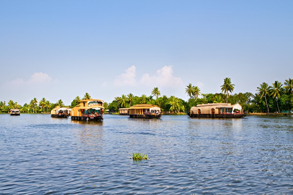 A traditional houseboat on the backwaters of Kerala